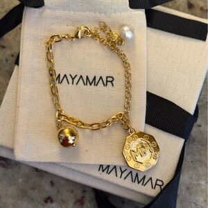 New in box mayamar 24kt Gold dipped Bracelet with Charms